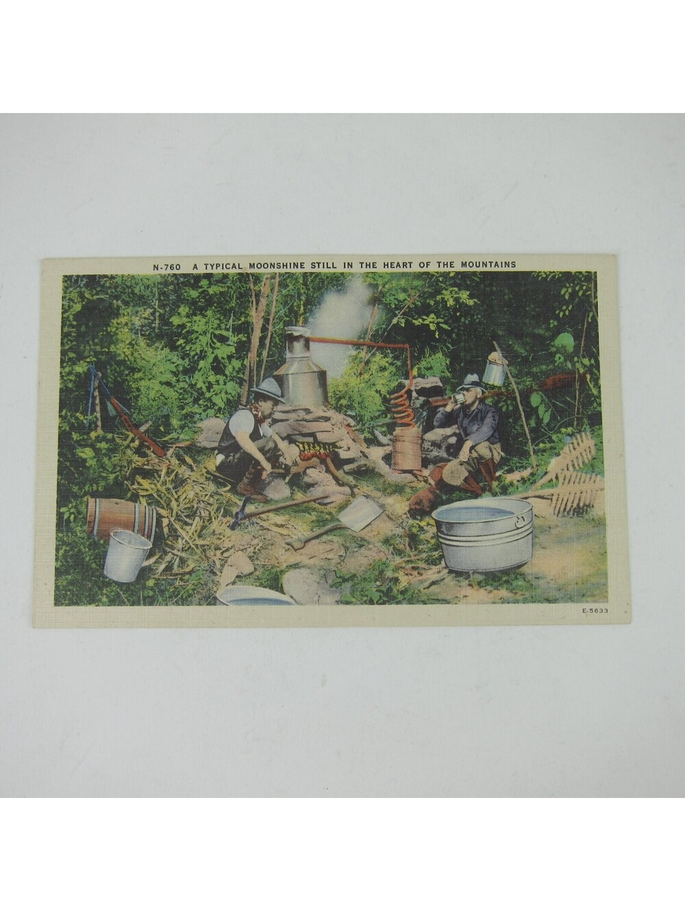 Linen Postcard Moonshine Still in Heart of the Mountains Asheville NC UNPOSTED